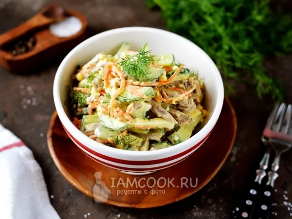 Фото блюда: Салат из свиного языка с корейской морковью