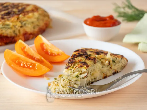 Фото блюда: Запеканка из кабачков и картофеля на сковороде