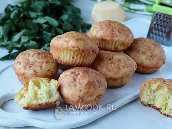 Фото блюда: Кексы с сыром в силиконовых формочках