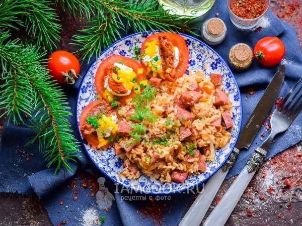 Фото блюда: Плов с колбасой