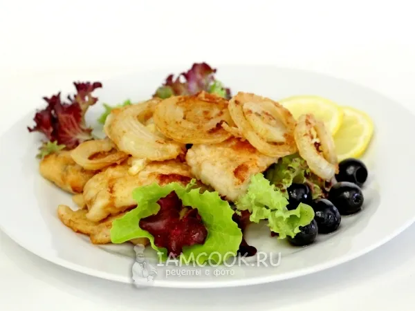 Фото блюда: Судак жареный с луком