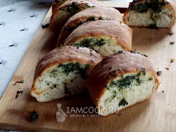 Фото блюда: Багет с зеленью и чесноком