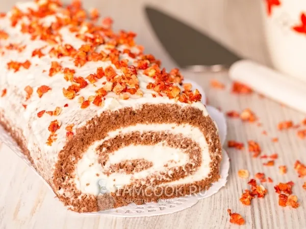 Фото блюда: Бисквитный рулет с заварным кремом