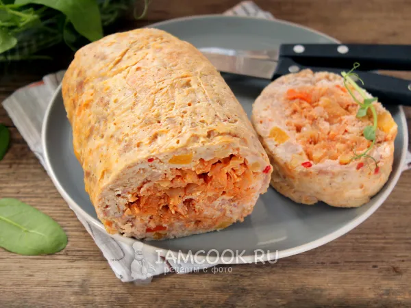 Фото блюда: Мясной рулет с капустой (из фарша)