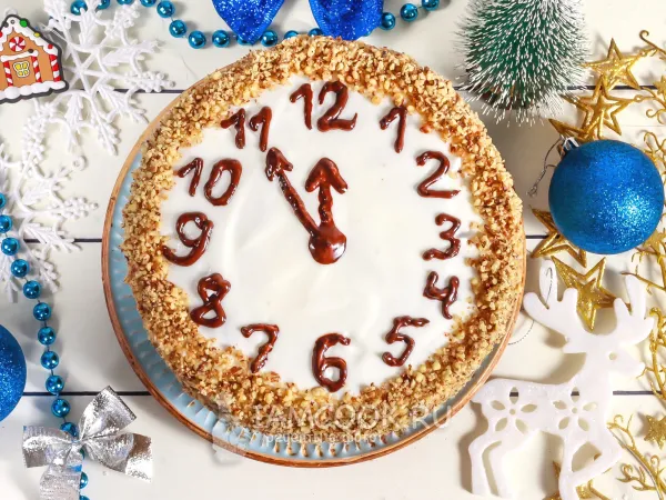 Фото блюда: Новогодний торт «Часы»