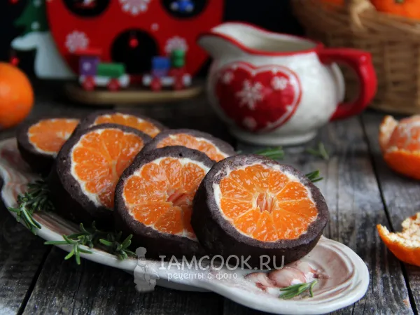 Фото блюда: Рулет с мандаринами без выпечки