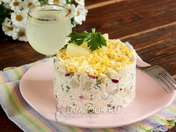 Фото блюда: Салат с ананасами и куриным филе