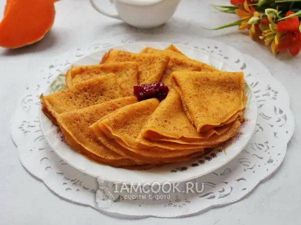 Фото блюда: Постные тыквенные блины