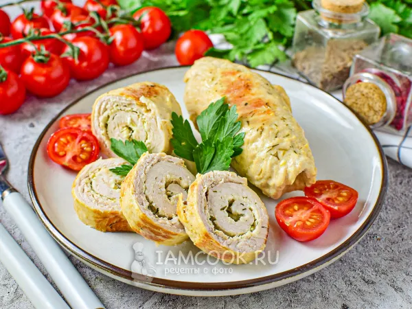 Фото блюда: Рулетики из индейки с творожным сыром