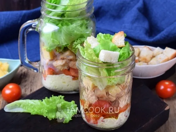 Фото блюда: Салат «Цезарь» в банке (с собой)