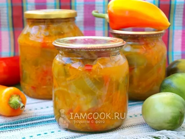 Фото блюда: Салат из зелёных помидоров на зиму