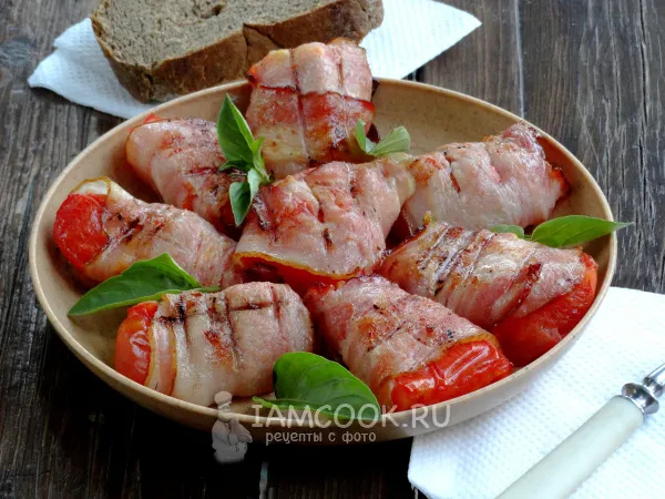 Фото блюда: Помидоры в беконе на мангале