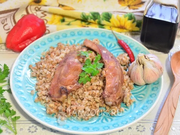 Фото блюда: Гречка с копчеными ребрышками