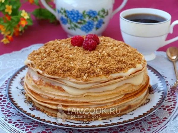 Фото блюда: Блинный торт с заварным кремом