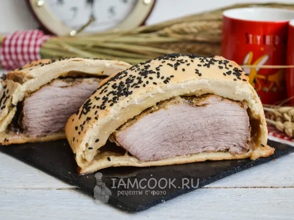 Фото блюда: Мясо в тесте, запеченное в духовке