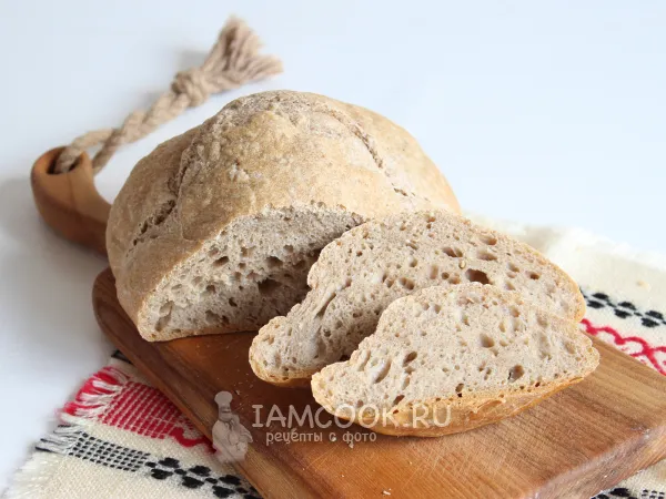 Фото блюда: Пшенично-ржаной хлеб без замеса в духовке