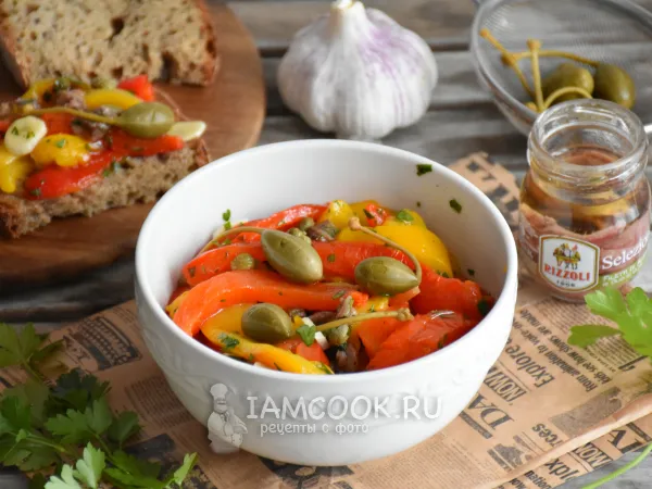 Фото блюда: Итальянская закуска из запеченных перцев и анчоусов