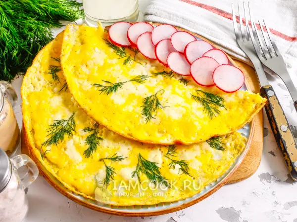 Фото блюда: Омлет с рикоттой на сковороде