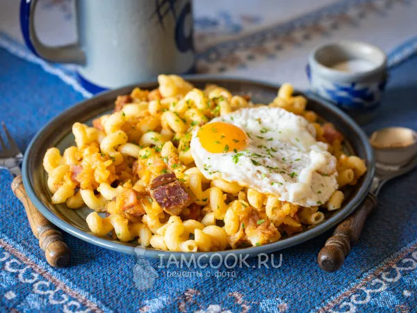 Фото блюда: Макароны с картошкой и мясом