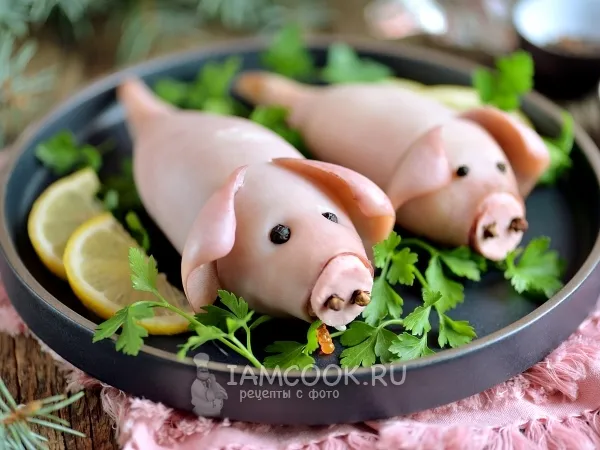 Фото блюда: Фаршированные кальмары «Свинки»