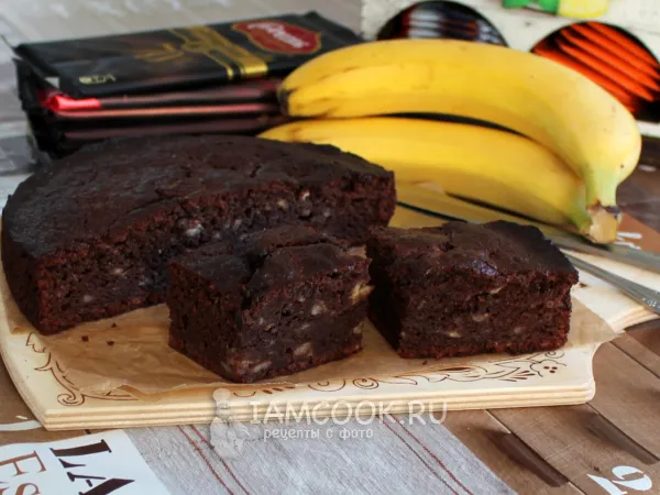 Фото блюда: Шоколадно-банановый пирог