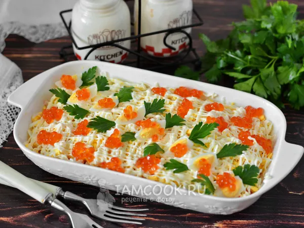 Фото блюда: Салат «Царская шуба» с красной рыбой (семгой)