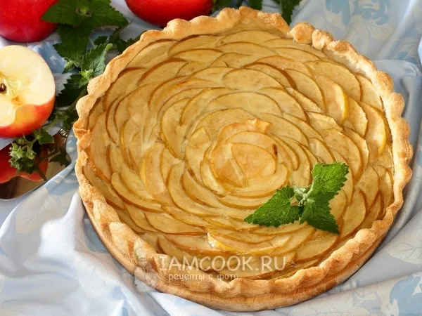 Фото блюда: Яблочный тарт с желе и пудингом