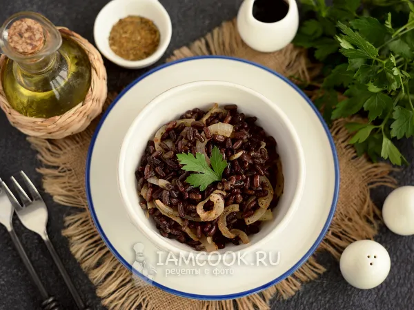 Фото блюда: Жареная фасоль с луком