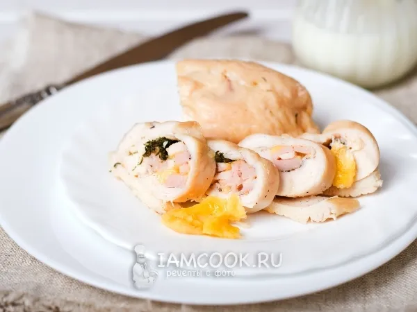 Фото блюда: Куриные рулетики с ветчиной и сыром