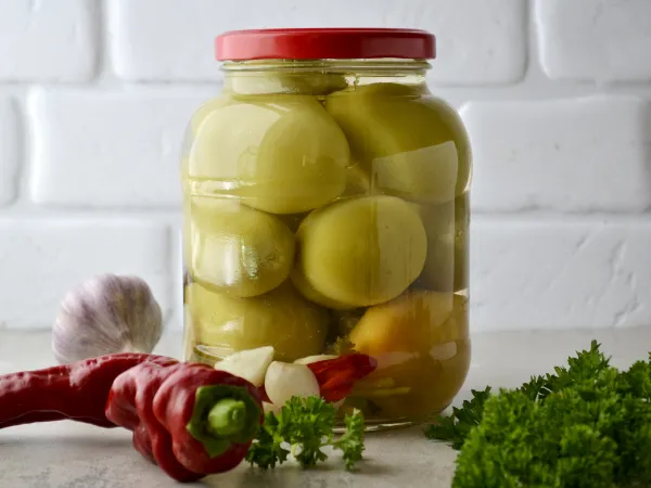 Фото блюда: Острые зеленые помидоры на зиму