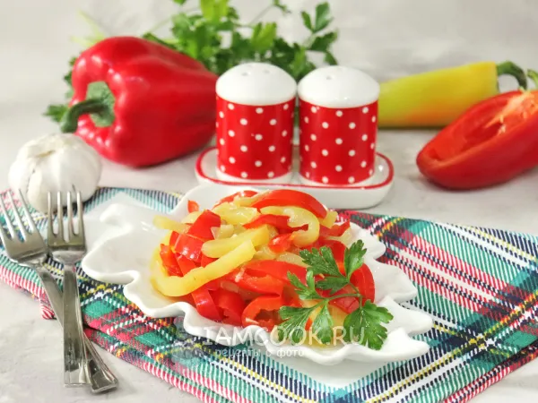 Фото блюда: Маринованный болгарский перец в масле с чесноком