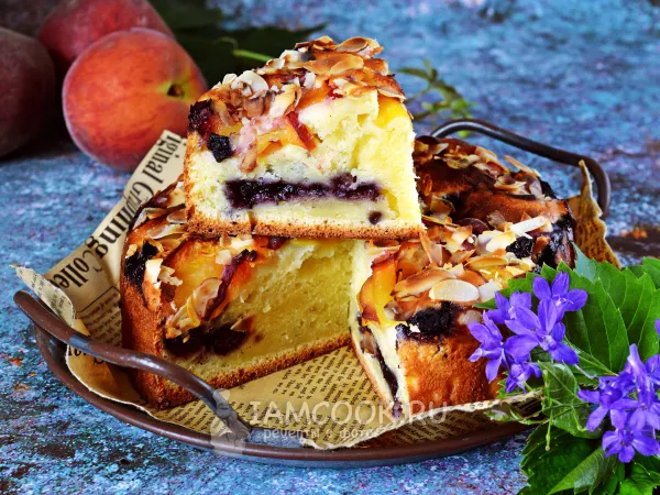 Фото блюда: Пирог с персиками на йогурте (без масла)