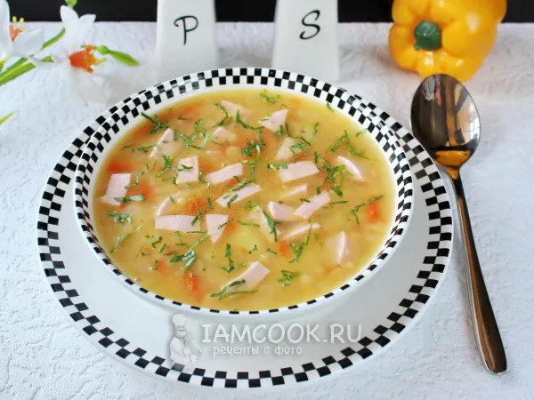 Фото блюда: Гороховый суп с вареной колбасой