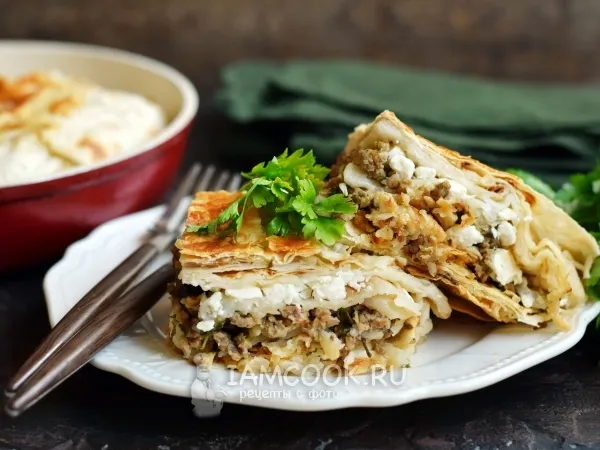 Фото блюда: Ачма с фаршем и творогом