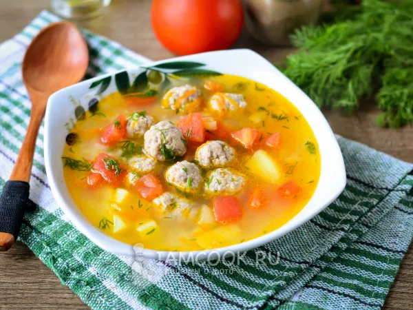 Фото блюда: Суп с фрикадельками и помидорами