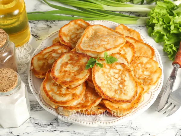 Фото блюда: Оладьи с фаршем на кефире (ленивые беляши)