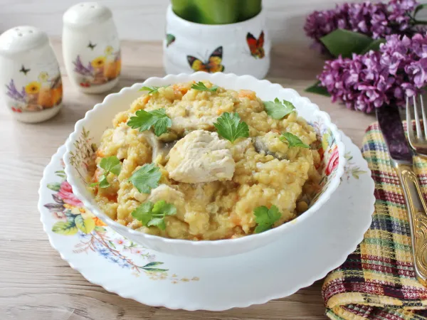 Фото блюда: Индейка с чечевицей и овощами