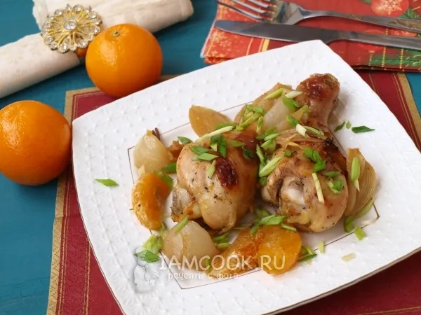 Фото блюда: Курица с мандаринами в духовке
