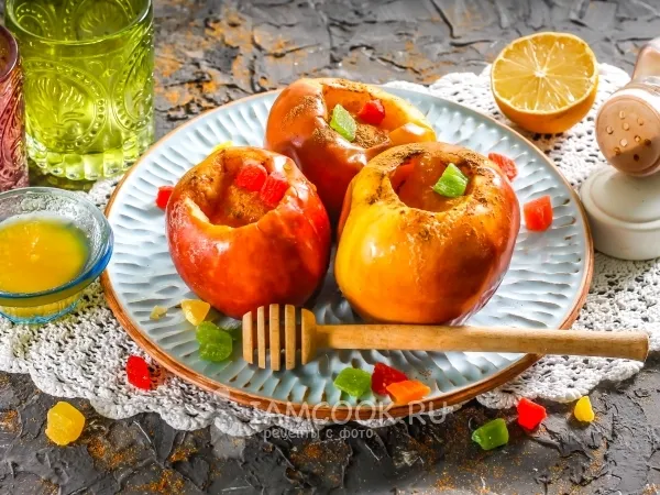 Фото блюда: Яблоки с корицей в микроволновке