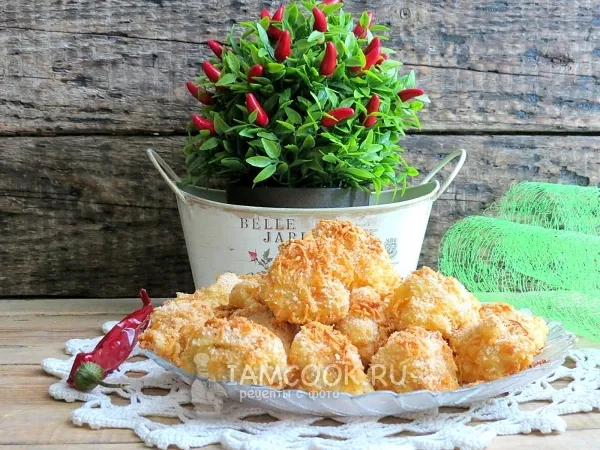 Фото блюда: Цветная капуста в сырном кляре в духовке