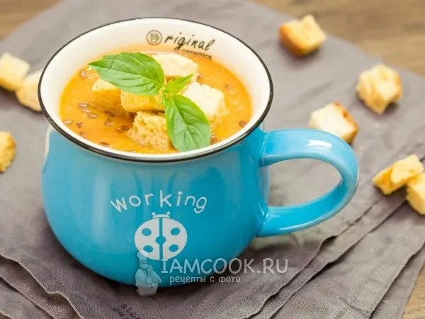 Фото блюда: Томатный суп с чечевицей и баклажанами