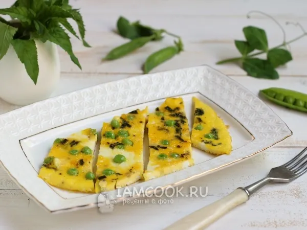Фото блюда: Омлет с зеленым горошком