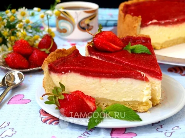 Фото блюда: Творожный пирог с клубничным муссом