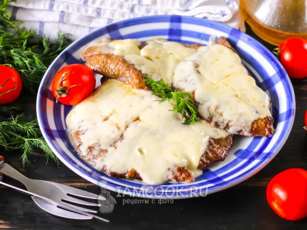 Фото блюда: Отбивные из печени с брынзой