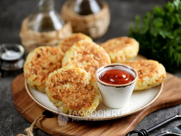 Фото блюда: Котлеты из минтая с рисом в духовке