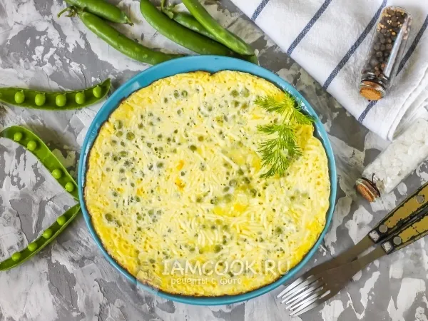 Фото блюда: Омлет с брынзой и зеленым горошком