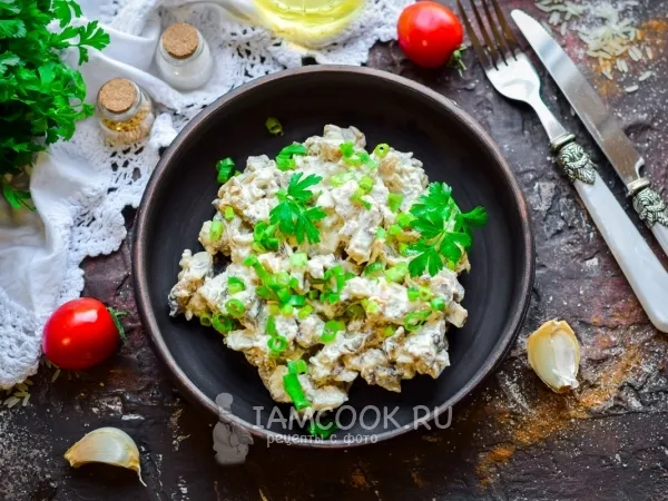 Фото блюда: Грибы со сметаной и луком