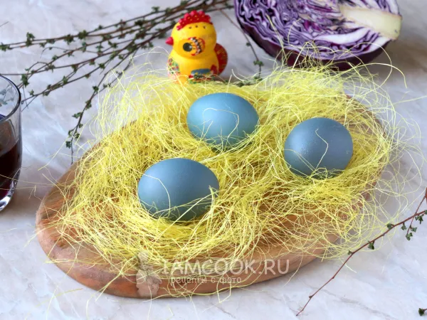 Фото блюда: Яйца крашеные капустой (синие)