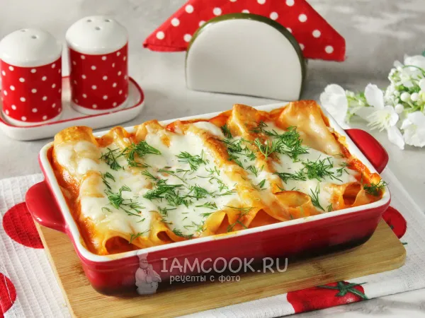 Фото блюда: Каннеллони с сосисками