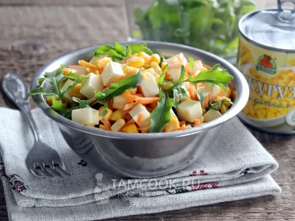 Фото блюда: Салат с корейской морковью и кукурузой